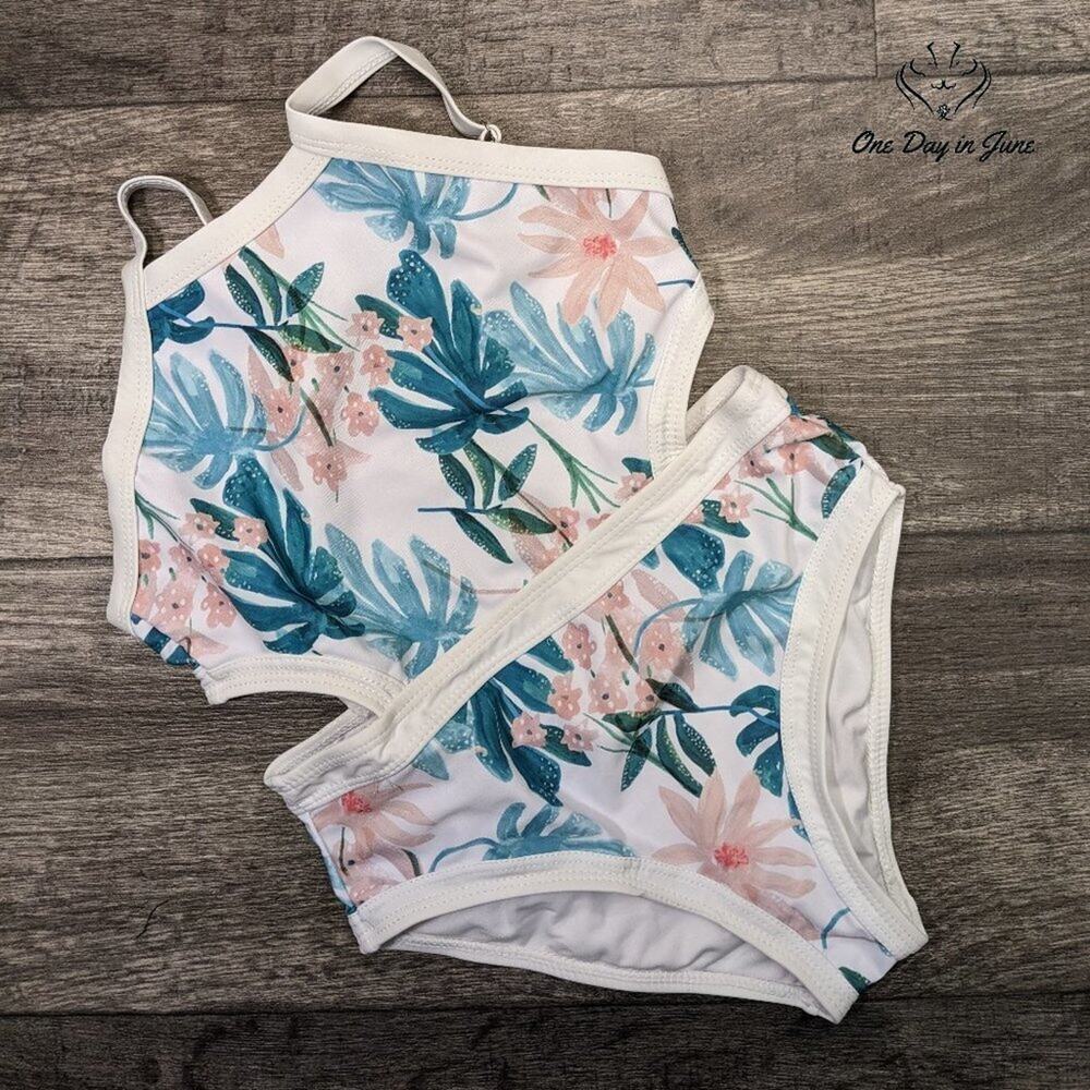 Romwe Tropical Cutout One Piece Swimsuit Size 164 (11-12)